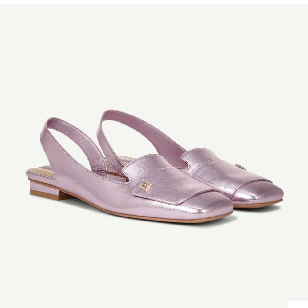 Franco Sarto Pastel Teagan Squaretoe Slingback Flats Metallic Lilac Size 11 NWT